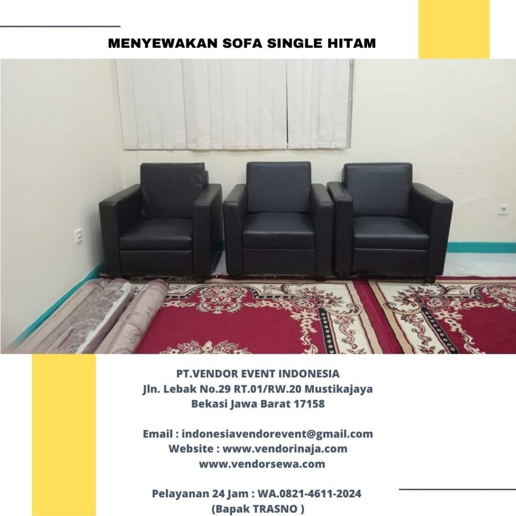 Sewa Kursi Type Sofa Single Hitam Area Bekasi Free Ongkir