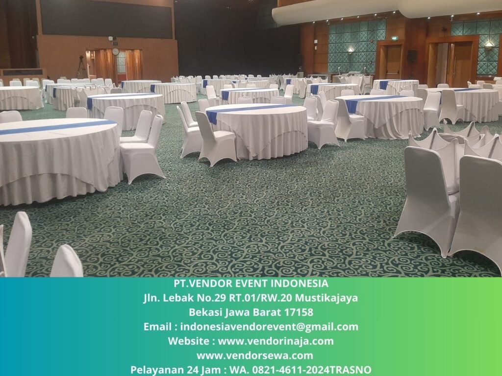 Rental Round Table Cover Tebar Putih Jakarta