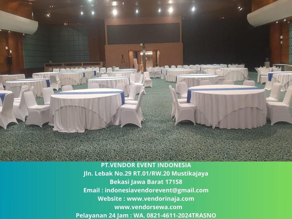 Rental Round Table Cover Tebar Putih Jakarta