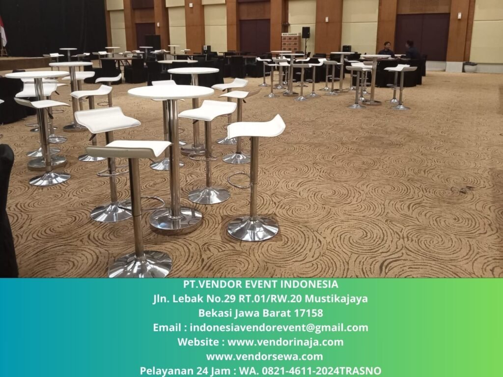 Sewa Barstool Meja Kursi event BYD Harmoni Auto Soedirman Jakarta