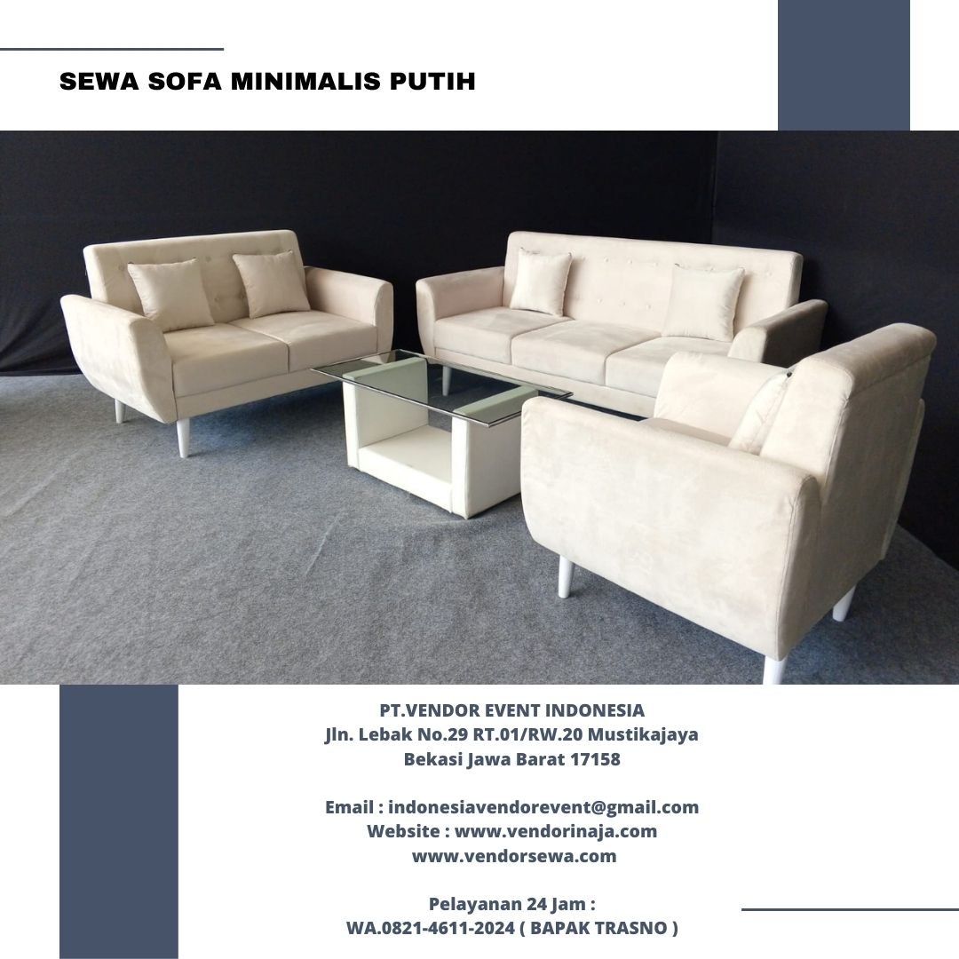Sewa Kursi Sofa type Minimalis Putih Jakarta