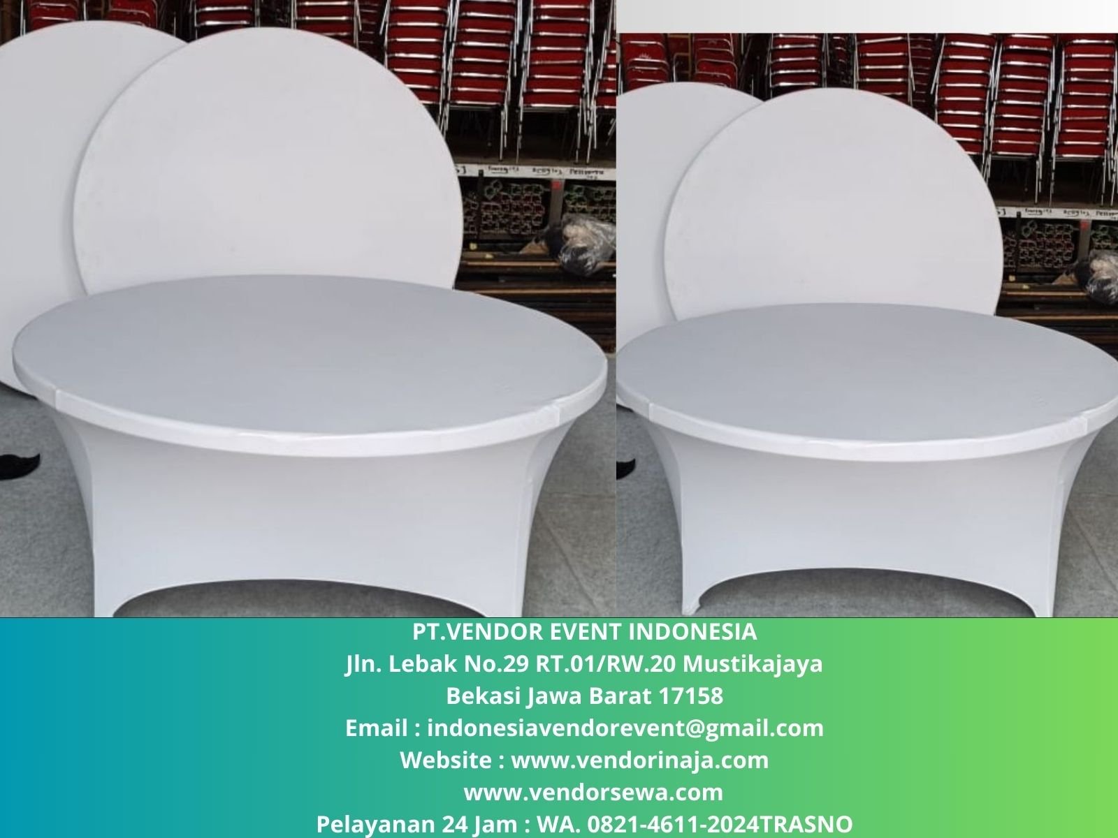 Rental Round Table Krisbow Putih Diameter 180cm