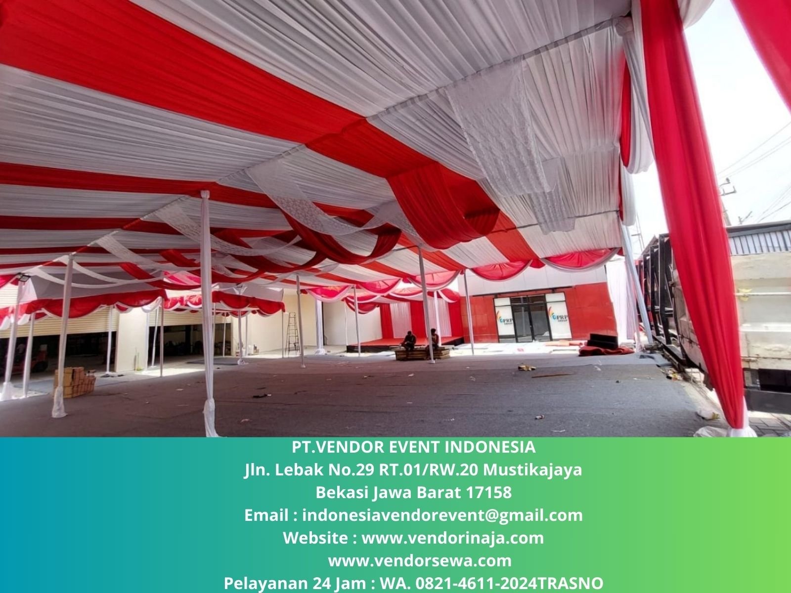 Sewa Tenda Type Konvensional Dekorasi Rumbai Merah Putih Jakarta