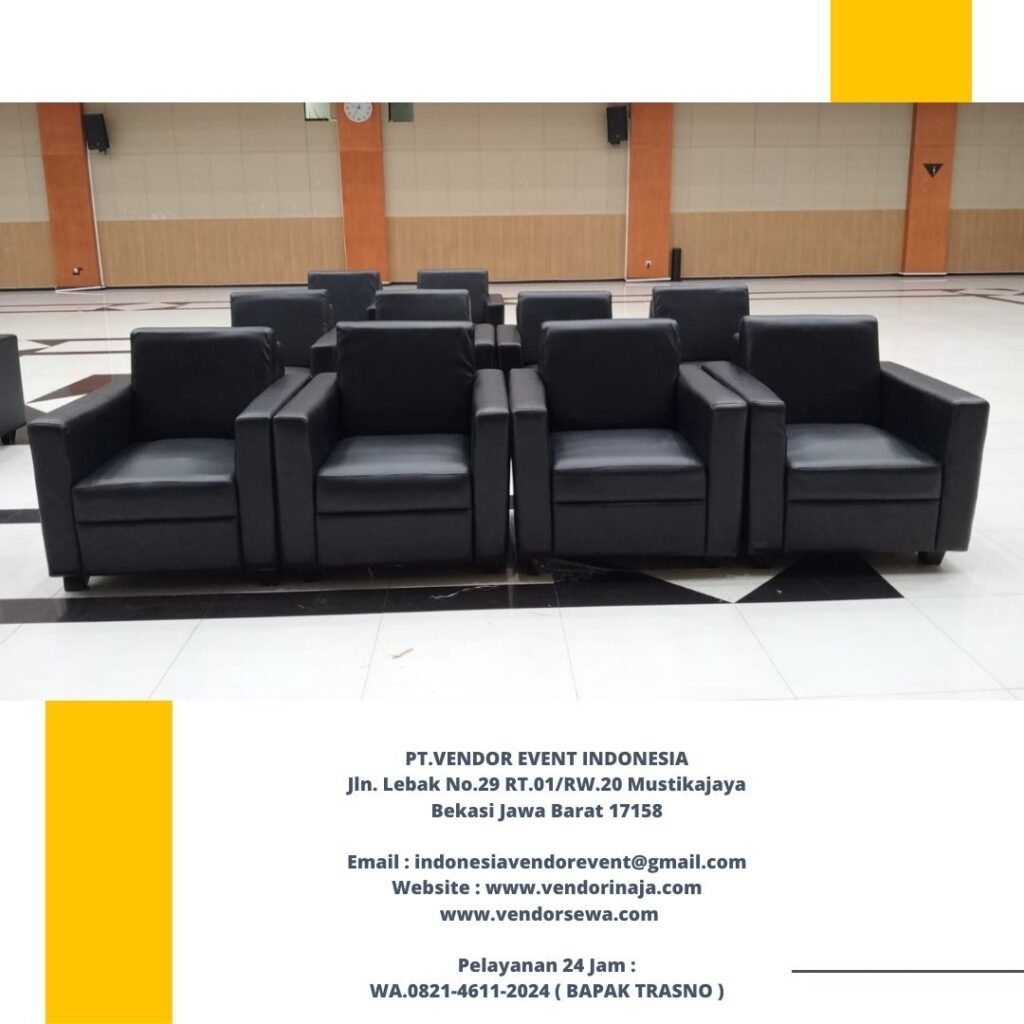 Sewa Sofa Hitam Putih Type Minimalis Kotak Single Seater Area Jakarta