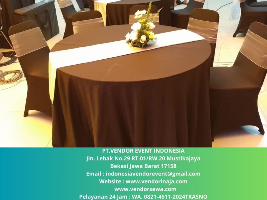 Rental round Table Small Size Diameter 120cm Taplak Hitam di Jakarta