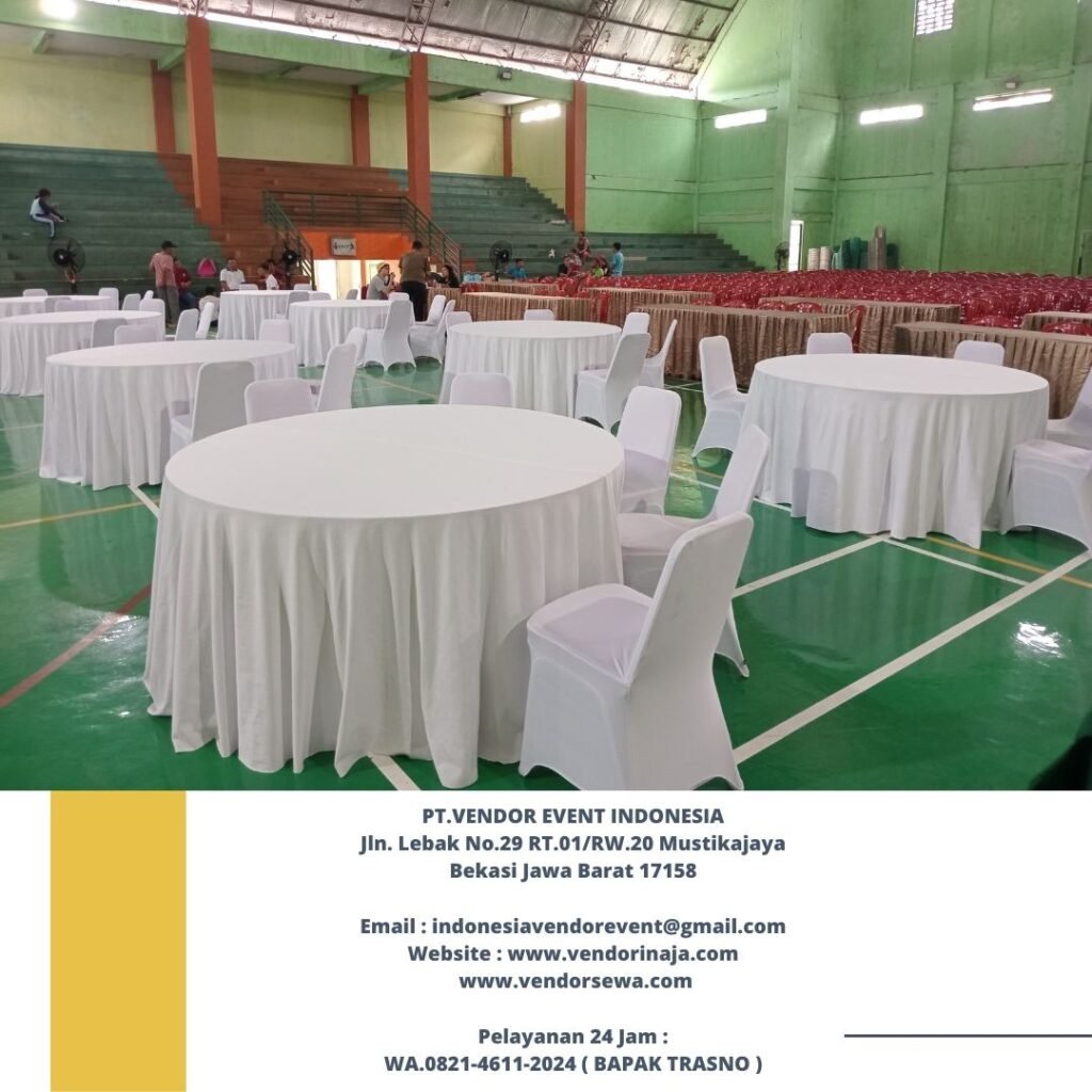 Sewa Round Table d160cm Dan Kursi Futura Cover Putih Parung Bogor