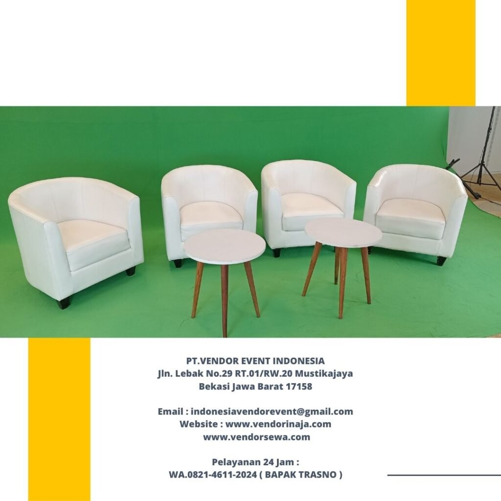Sewa Sofa Type Oval Putih Set Meja Sudut Atau Meja Coffee Putih jakarta