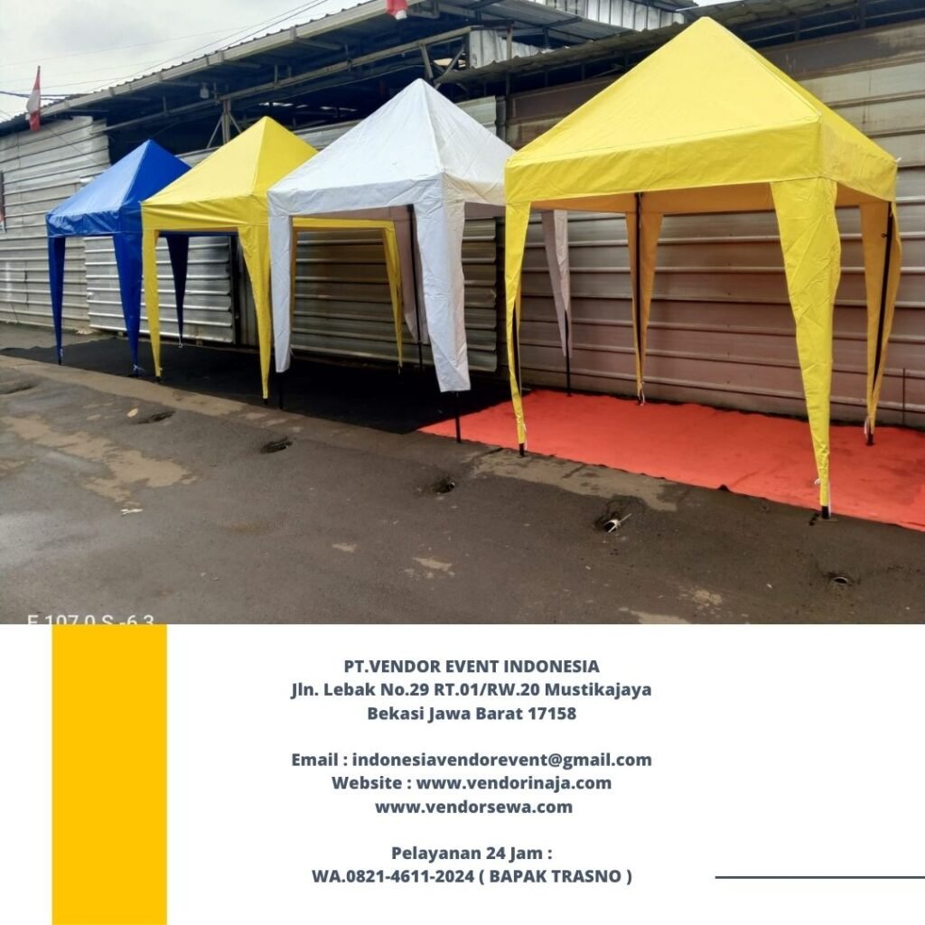 Sewa Tenda Bazar 2x2 Meter Warna Kuning, Biru Dan Putih Di Jakarta