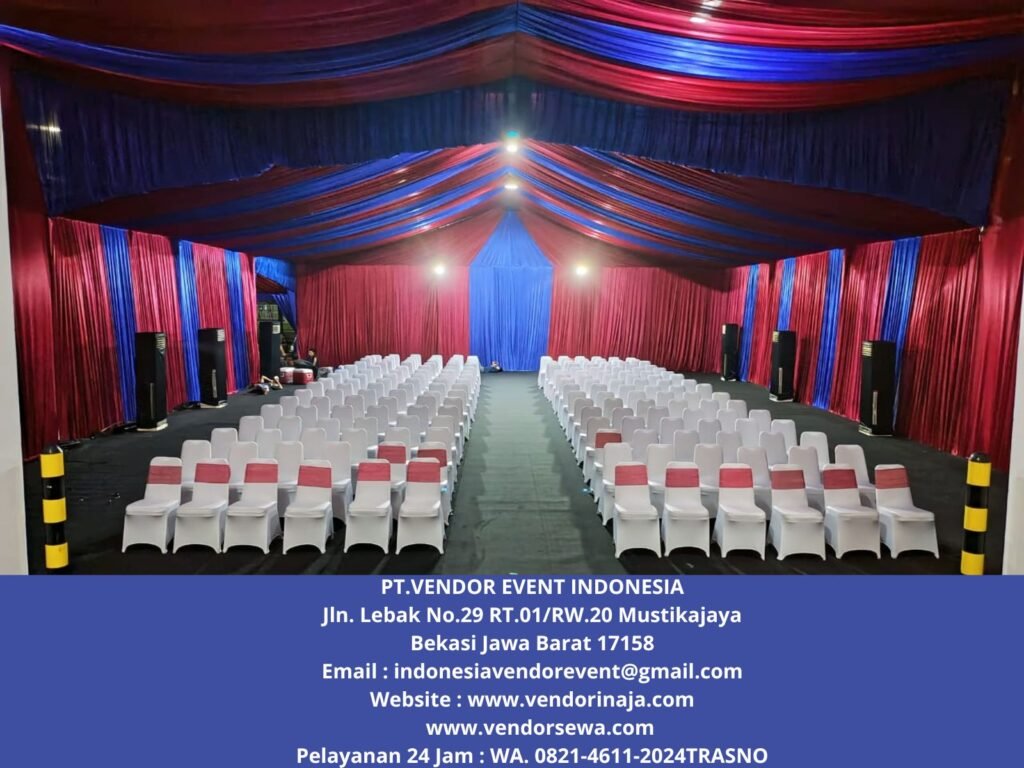 Sewa Tenda Roder Kain Merah Marun Dan Biru di Cibitung Bekasi