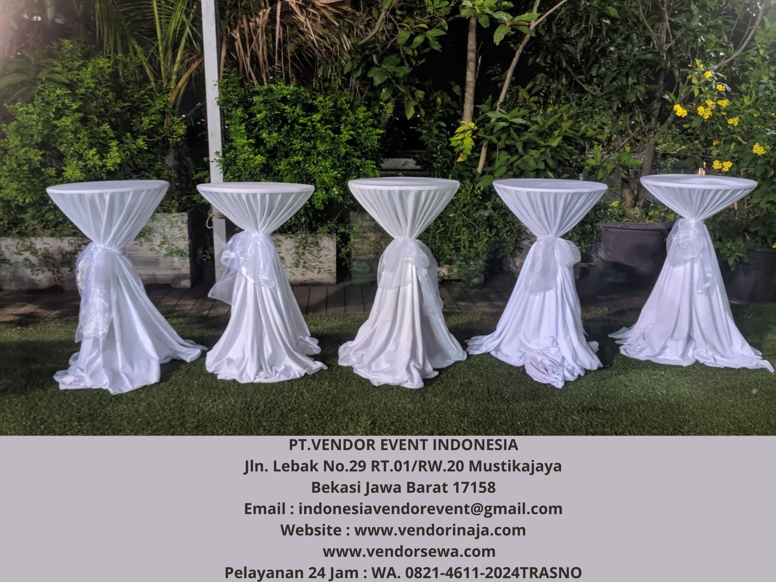 Sewa Meja Barstool Cover Rumbai Pita Dan runner Jakarta