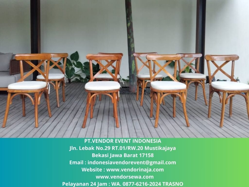 Rental Kursi Cross Back kayu Event Amarylis Bogor