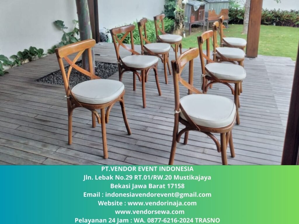 Rental Kursi Cross Back kayu Event Amarylis Bogor