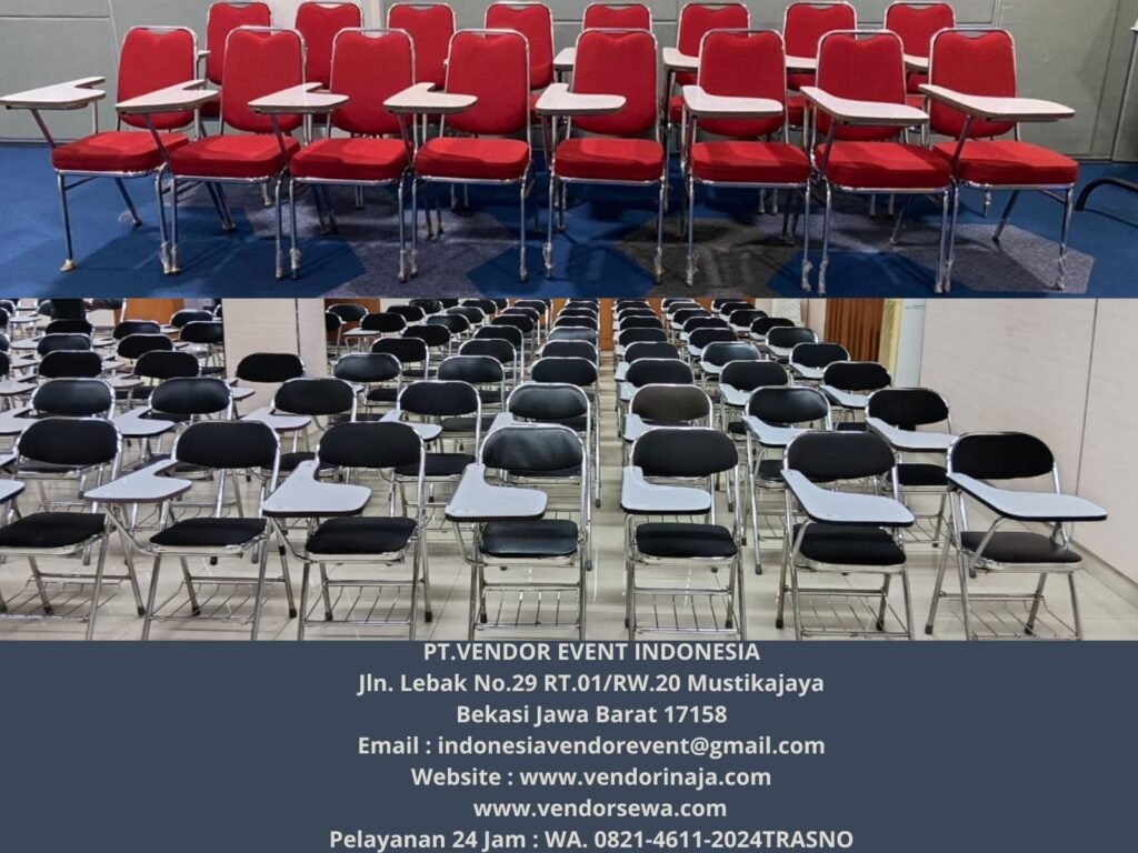 Rental Kursi Test Kuliah Lipat Hitam Dan Merah di Jakarta