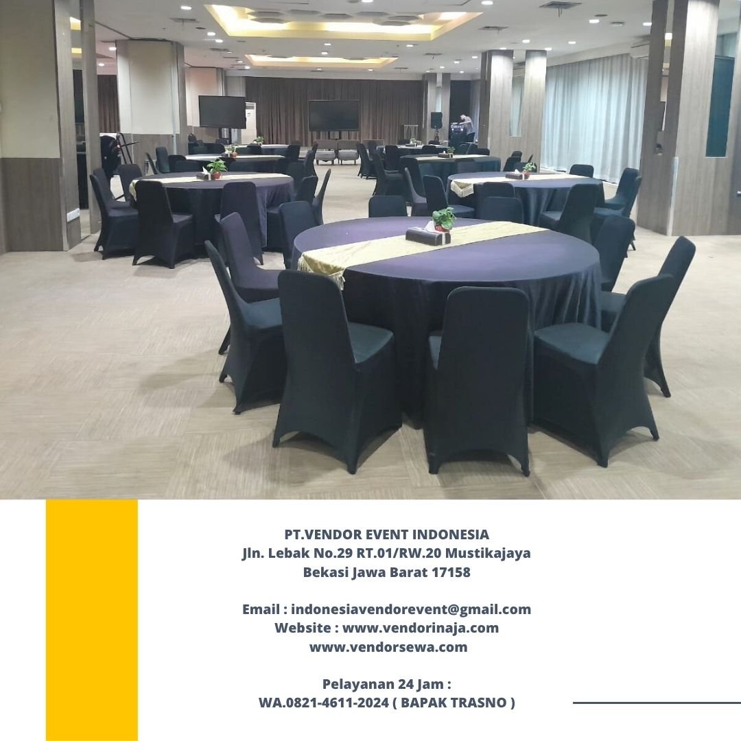 Rental Round Table Cover Hitam di Kuningan Jaksel