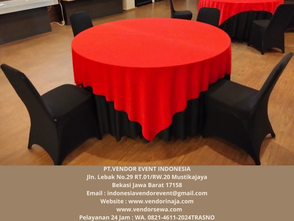 Rental Round Table Topping Merah di Jakarta