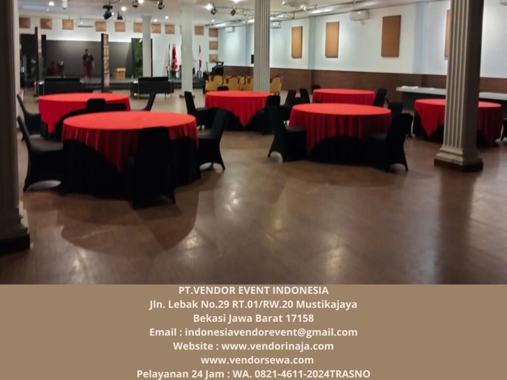 Rental Round Table Topping Merah di Jakarta