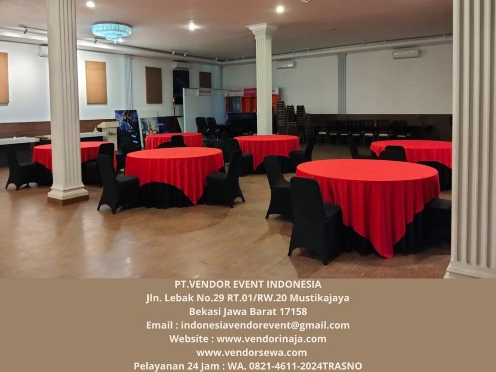 Rental Round Table Topping Merah di Jakarta