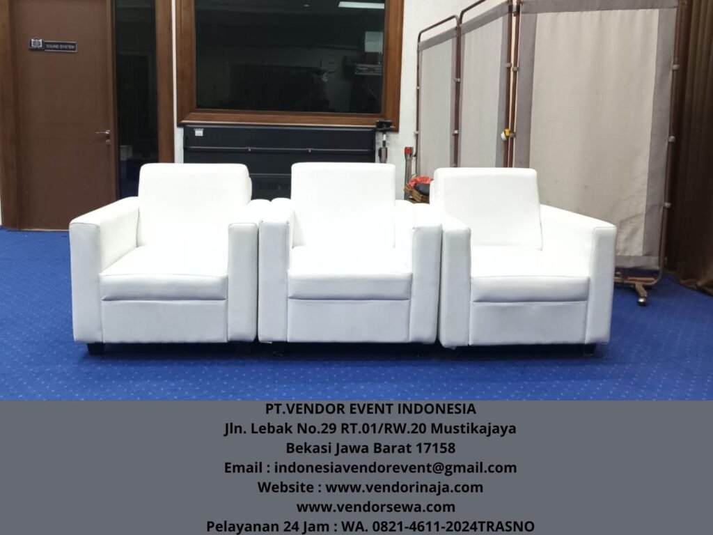 Rental Sofa Single Putih Minimalis Kotak Jakarta