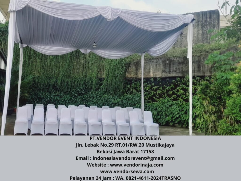 Tempat Sewa Tenda Plafon Dekor Serut Putih Event JTT Cikunir