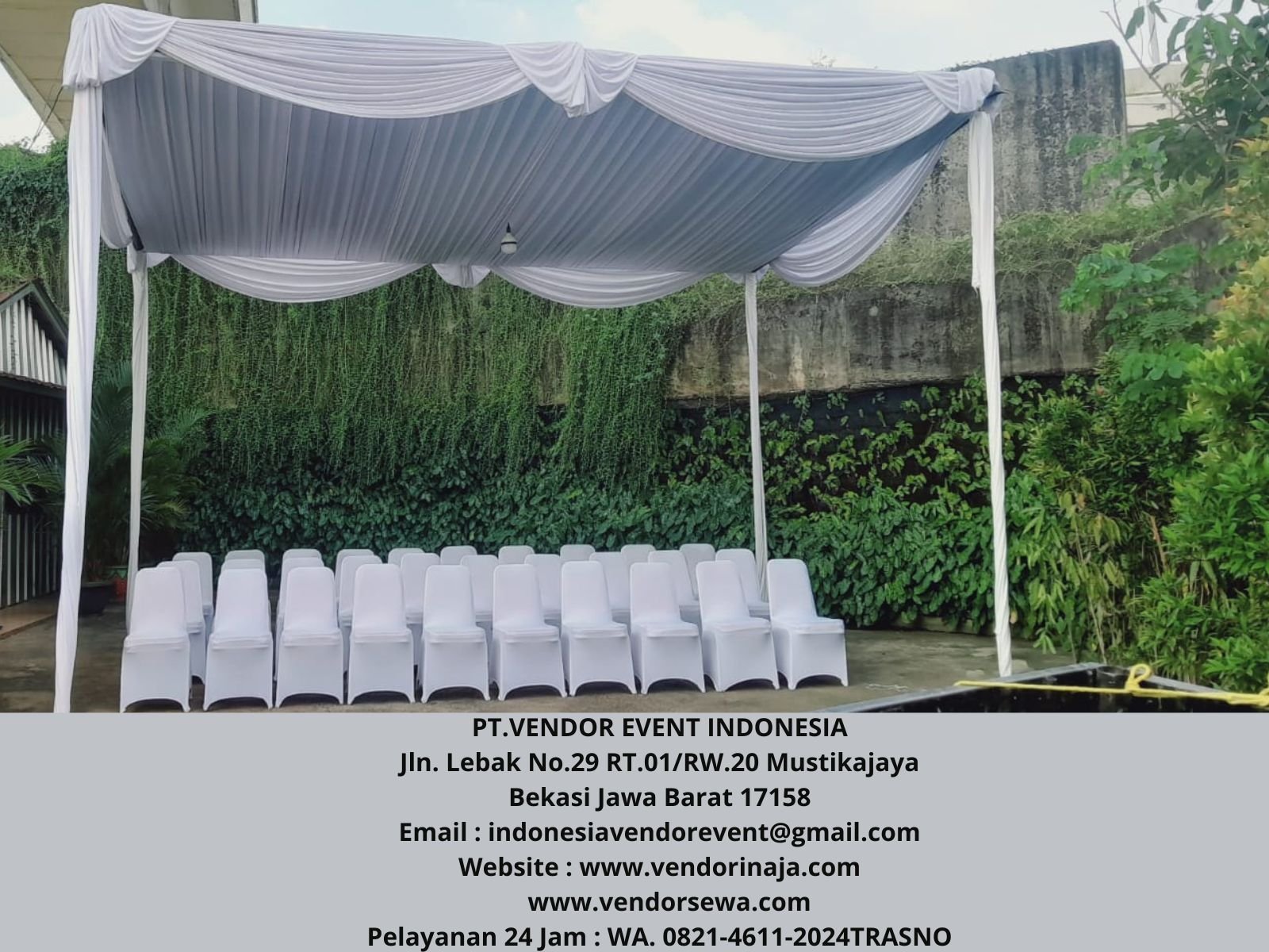 Tempat Sewa Tenda Plafon Dekor Serut Putih Event JTT Cikunir
