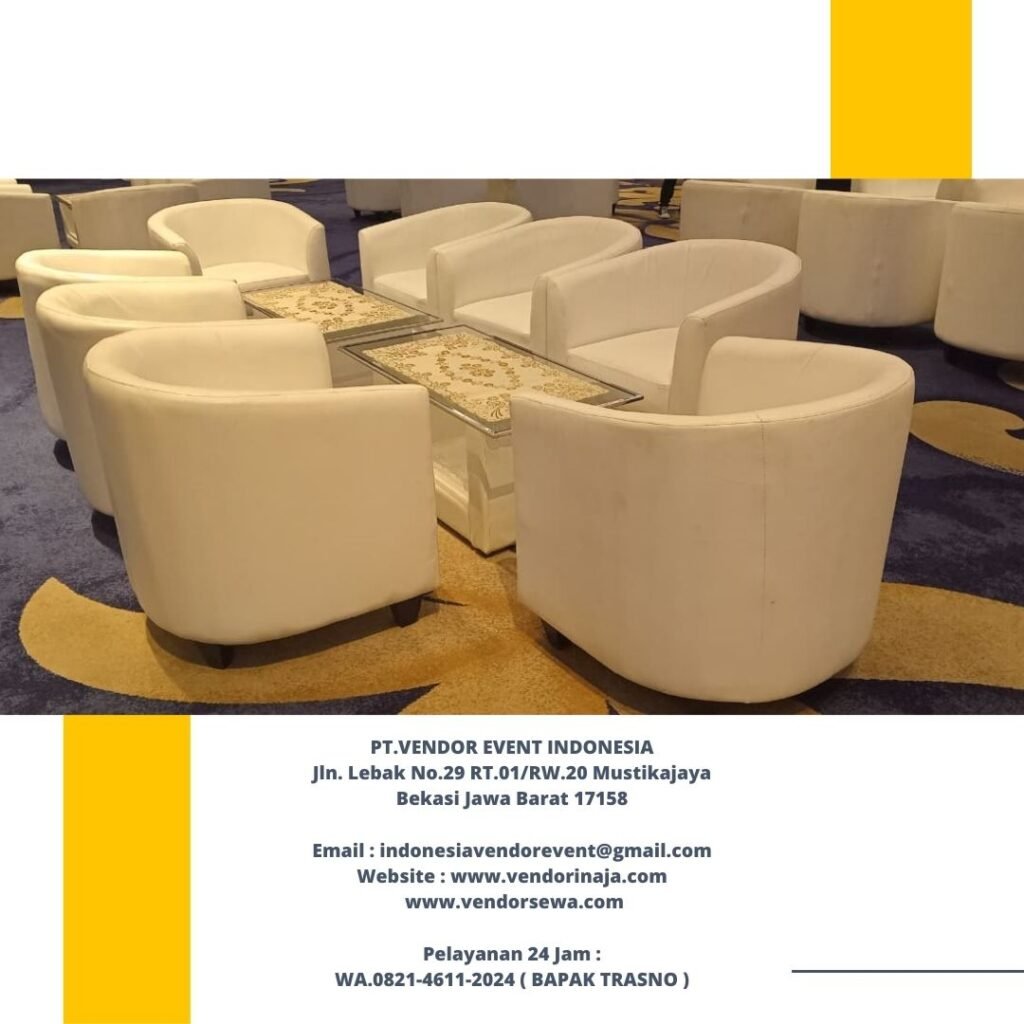 Rental Sofa Oval Putih Hotel Raffles Kuningan jakarta