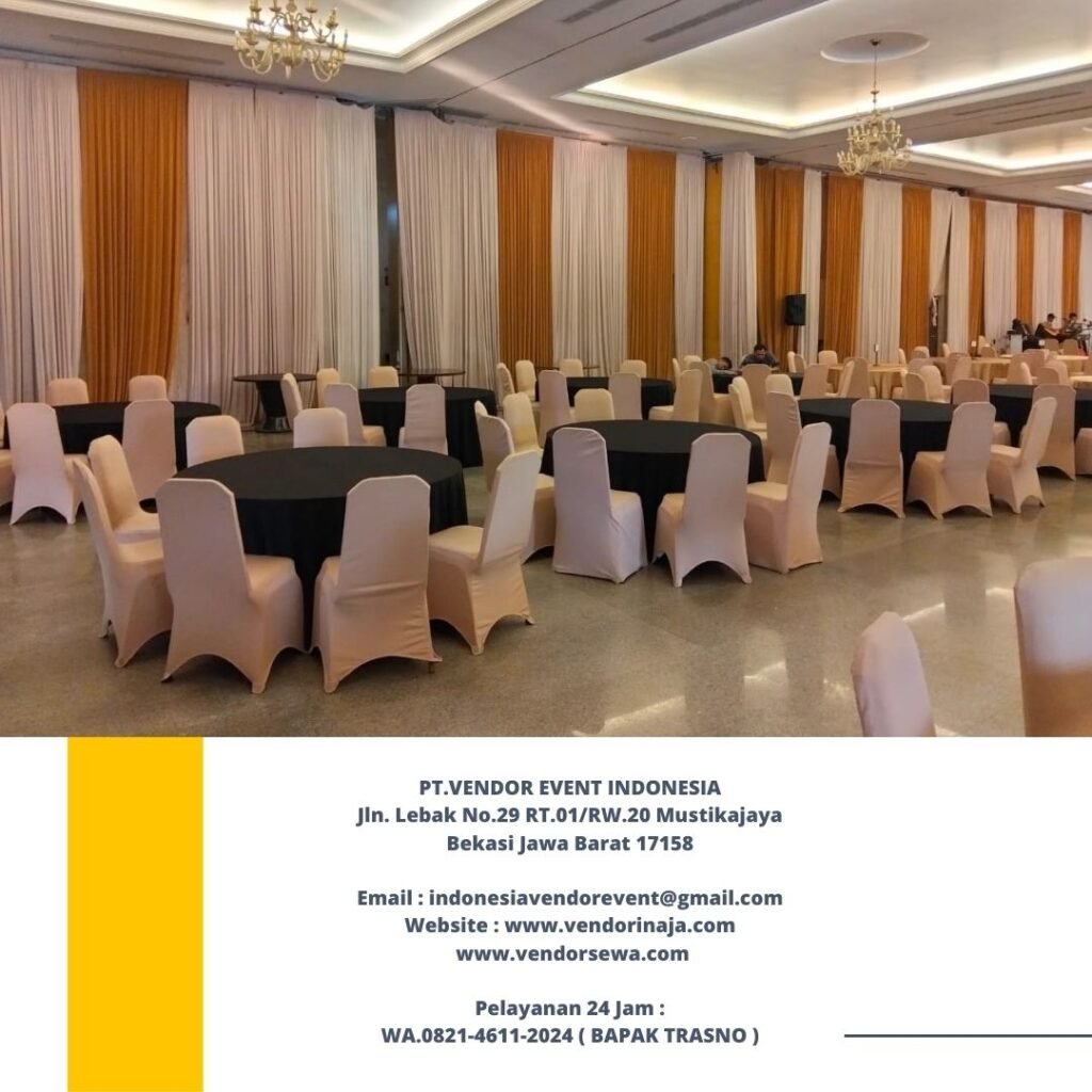 Sewa Meja Bundar D180, D160 Cover Tebar Hitam Tangerang