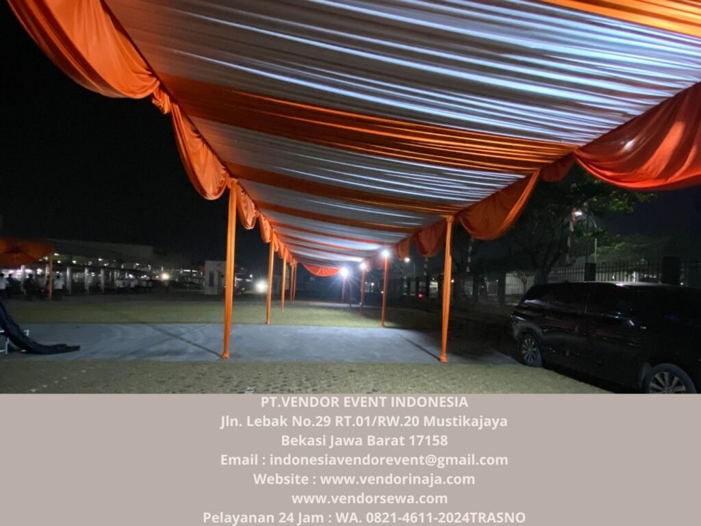 Rental Tenda Dekorasi Serut Oren Putih Jakarta
