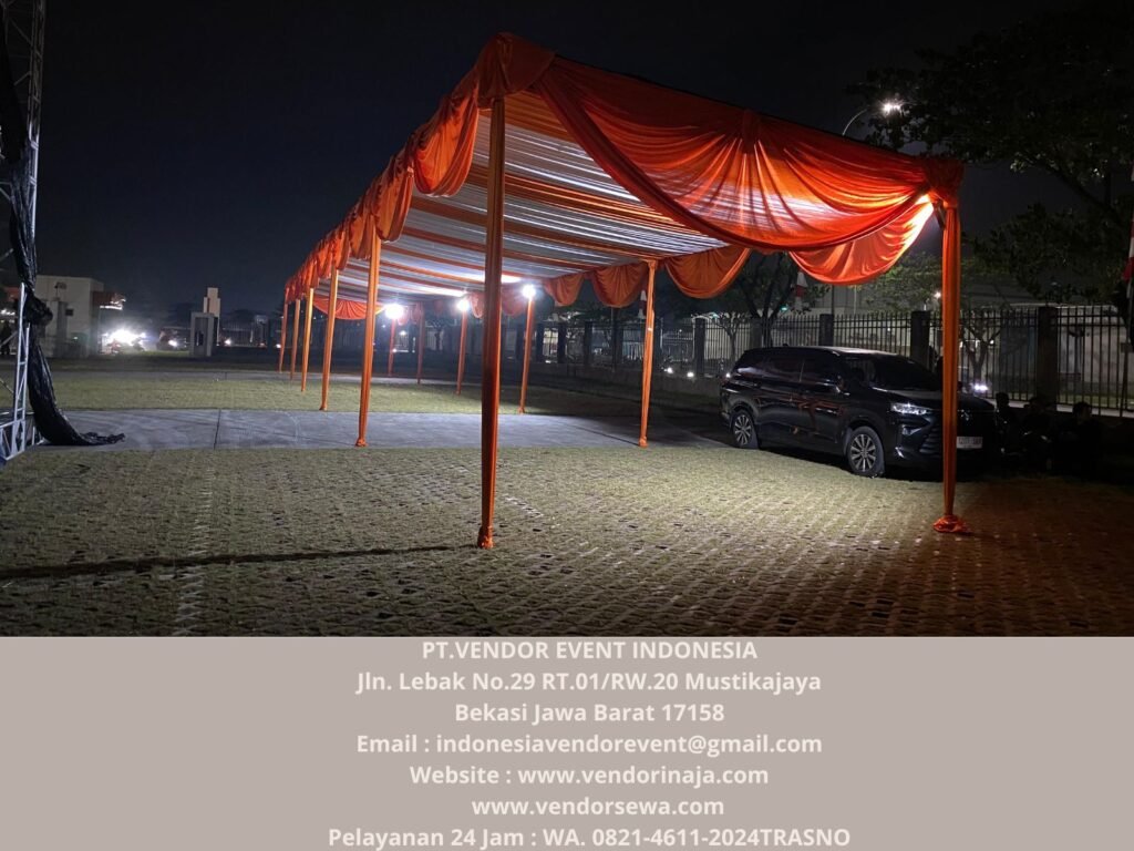 Rental Tenda Dekorasi Serut Oren Putih Jakarta