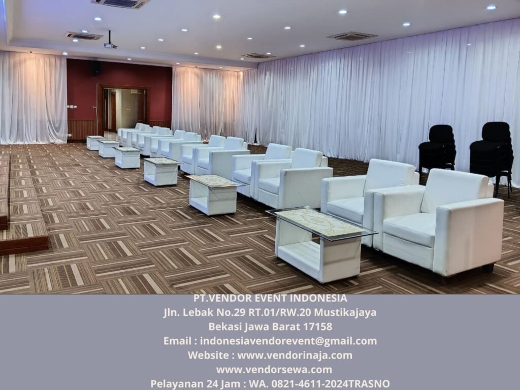 Sewa Tirai Putih,Sofa Single Meja VIP Kaca Jakarta