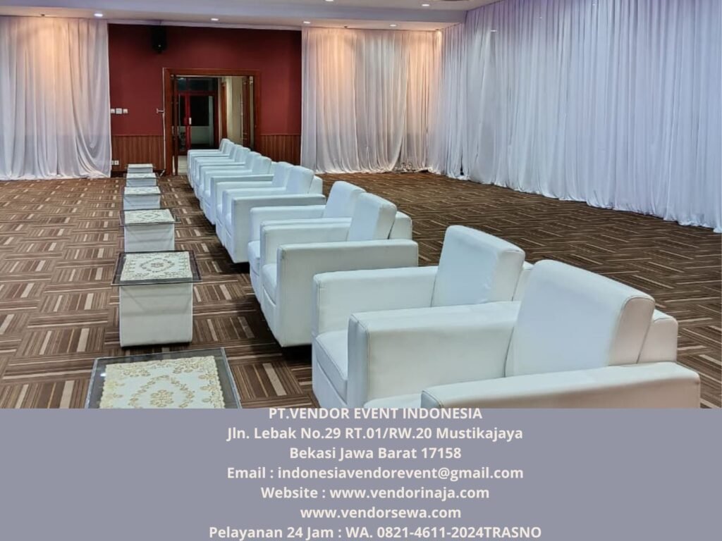 Sewa Tirai Putih,Sofa Single Meja VIP Kaca Jakarta
