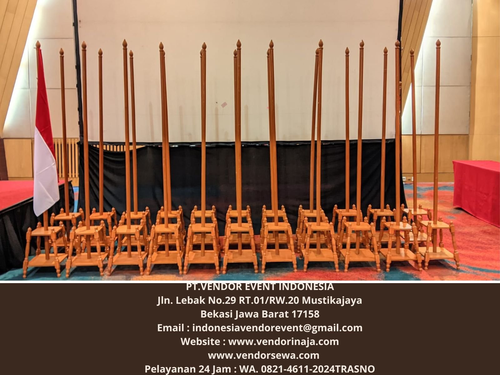 Sewa Tiang Pataka atau Bendera VIP Kayu Jakarta