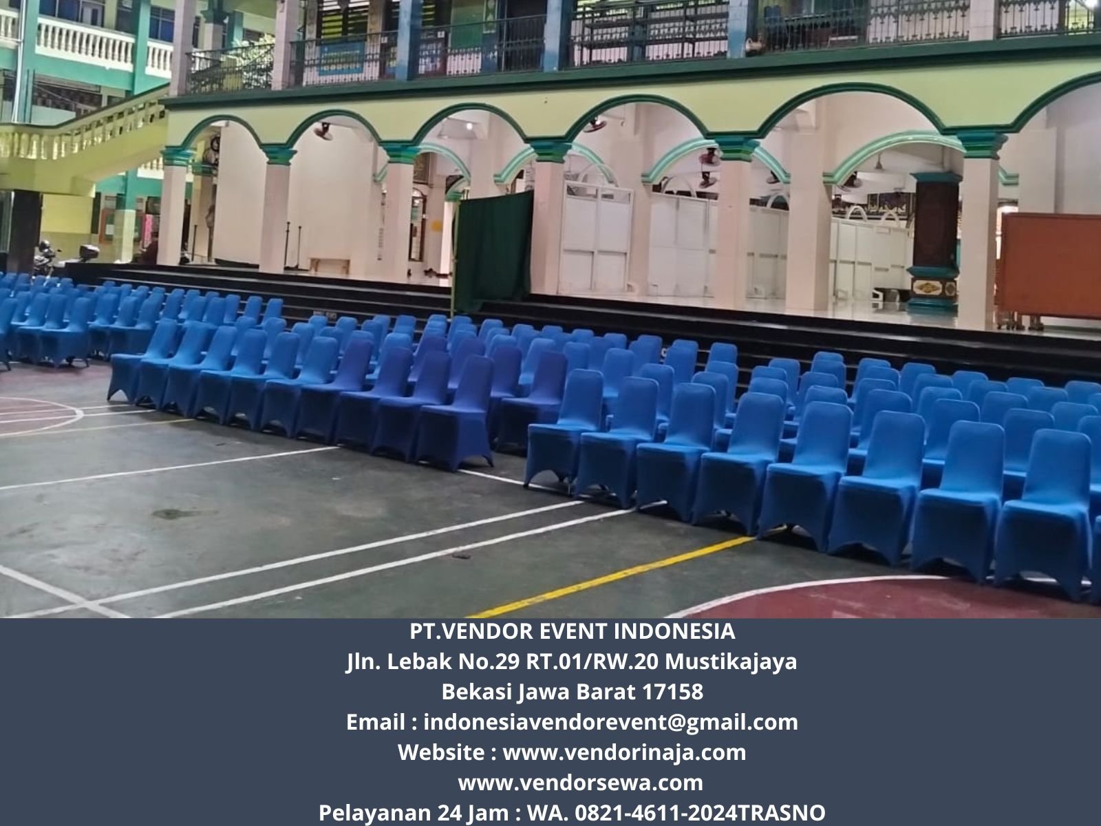 Rental Kursi Susun Cover Biru Event Pesantren Asshidiqiyah Jakarta