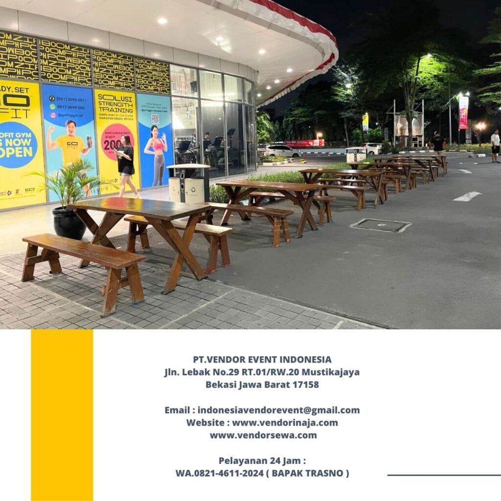 Rental Bangku Dan Meja Taman VIP Kayu Outdoor Jakarta