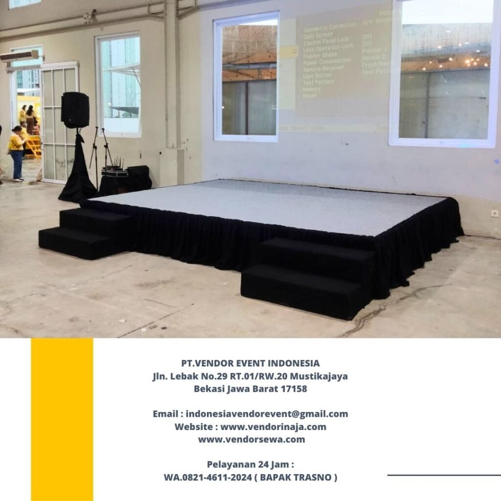 Rental Panggung Pendek Type Indoor Karpet Abu-abu jakarta