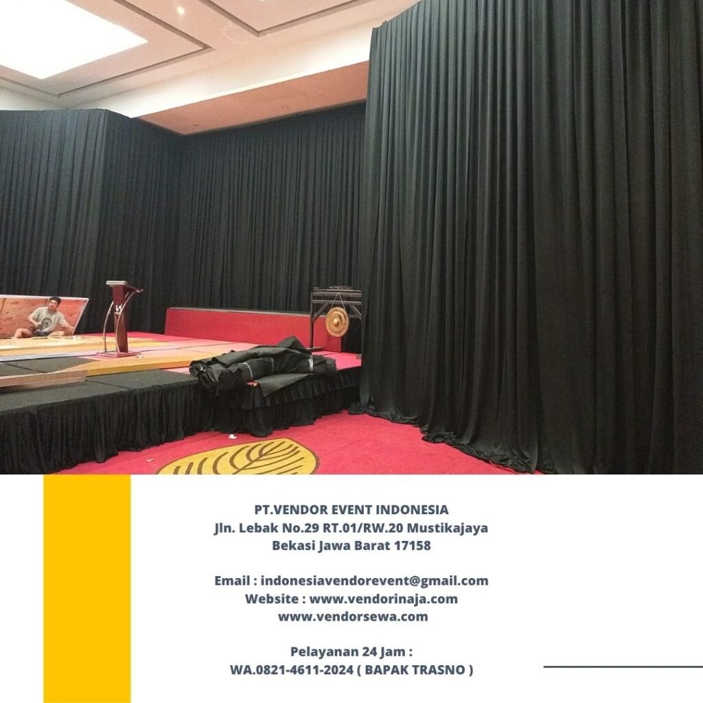 Jasa Sewa Tirai Hitam Tinggi 6 Meter Event Swiss Hotel Karawang