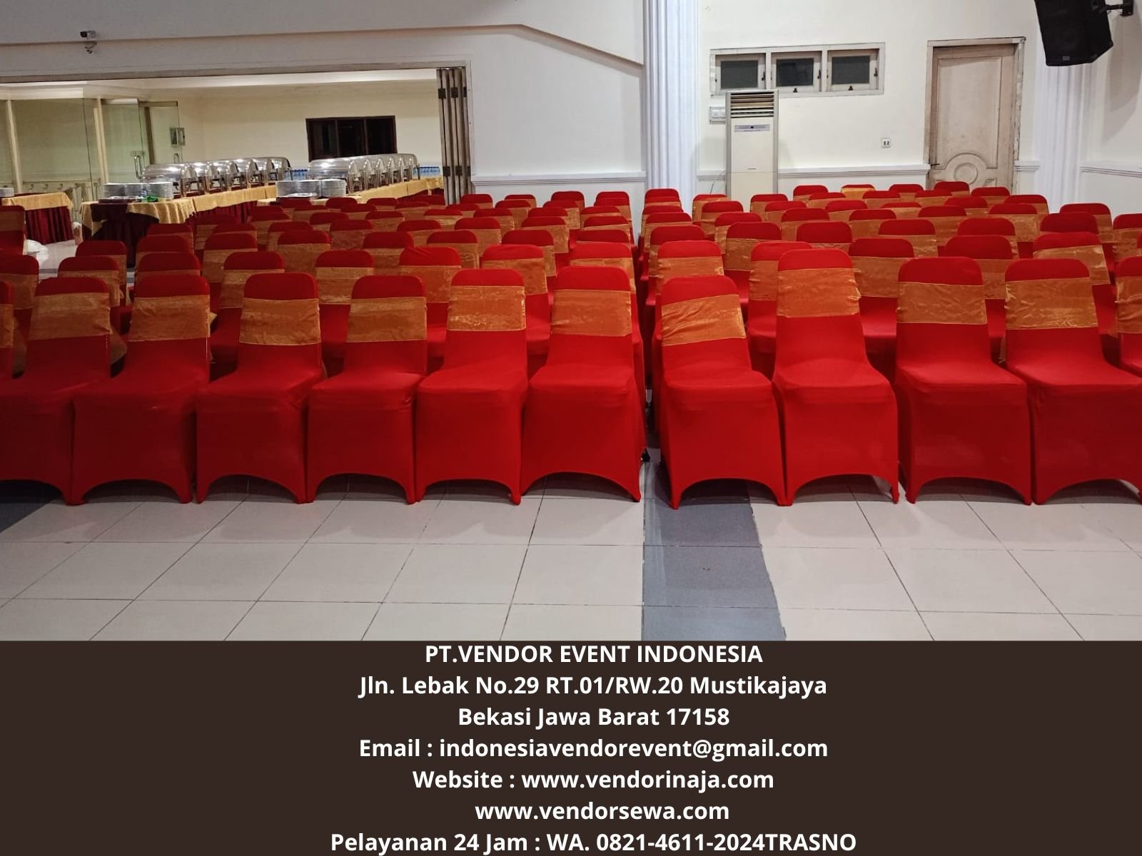 Sewa Kursi Susun Stainless Cover Merah Jakarta