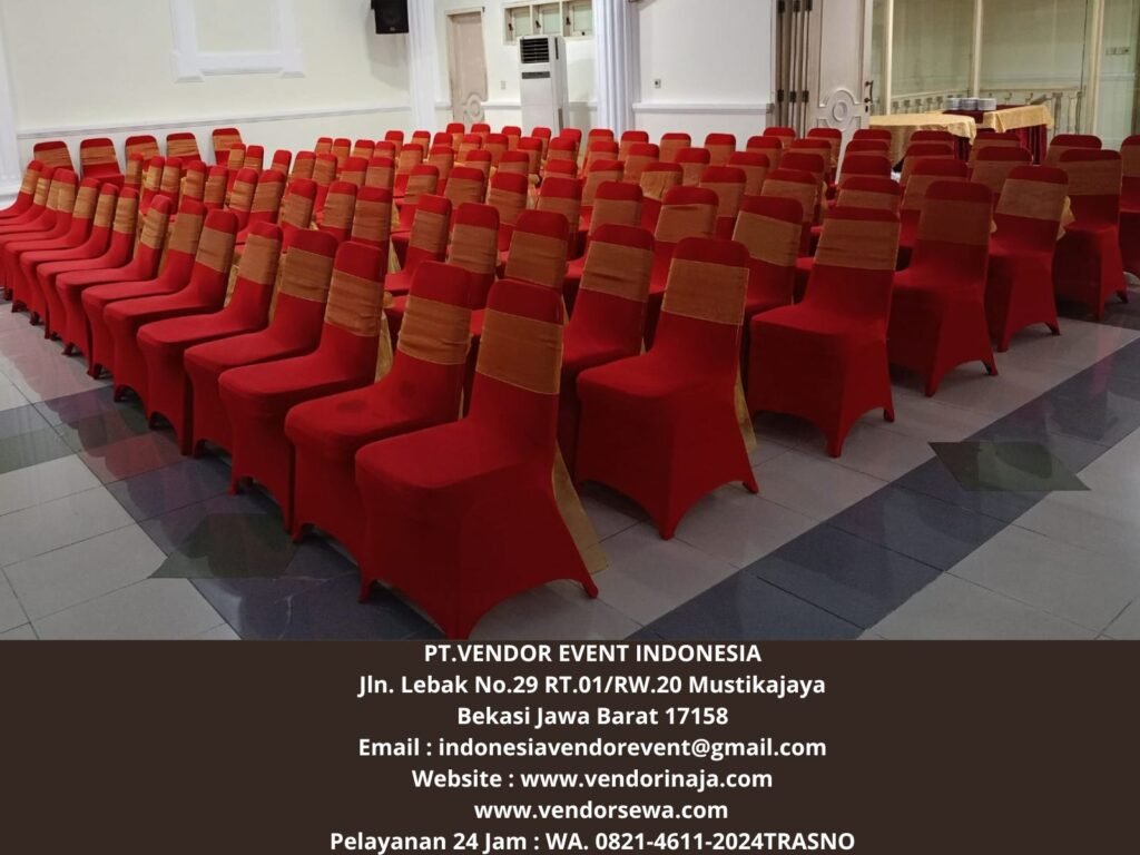 Sewa Kursi Susun Stainless Cover Merah Jakarta