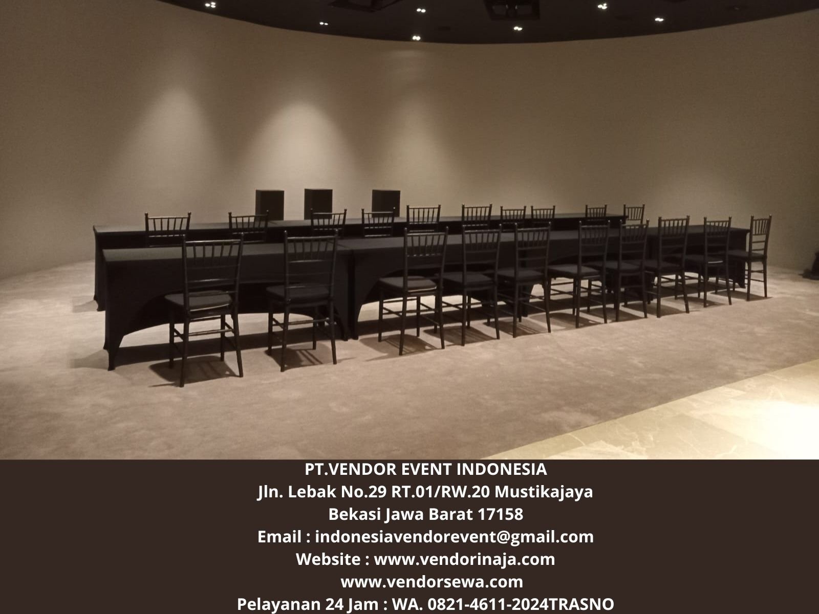 Rental Kursi Tiffany Hitam Dan Meja Ibm 180×45 Cm Jakarta