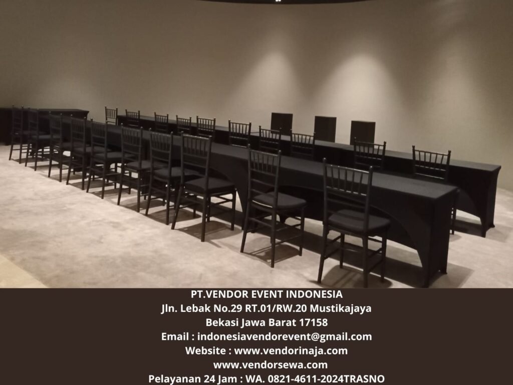 Rental Kursi Tiffany Hitam Dan Meja Ibm 180x45 Cm Jakarta