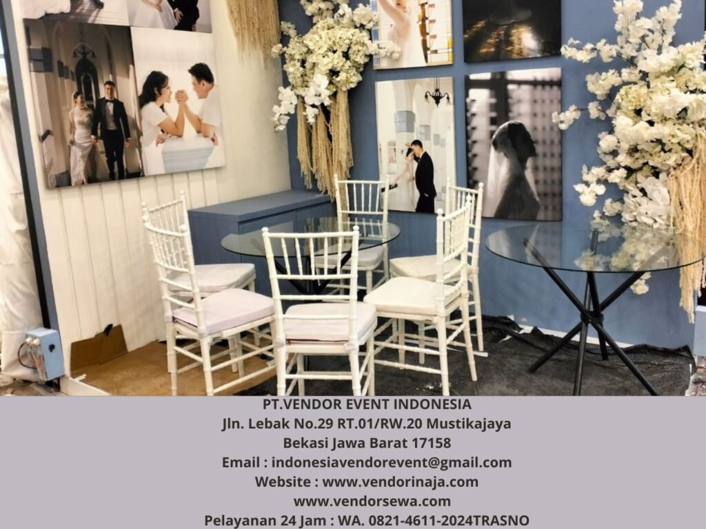 Vendor Sewa Meja Dealing Kaca Set Kursi Tiffany Putih Jakarta