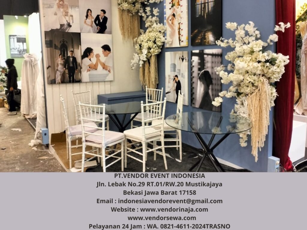 Vendor Sewa Meja Dealing Kaca Set Kursi Tiffany Putih Jakarta