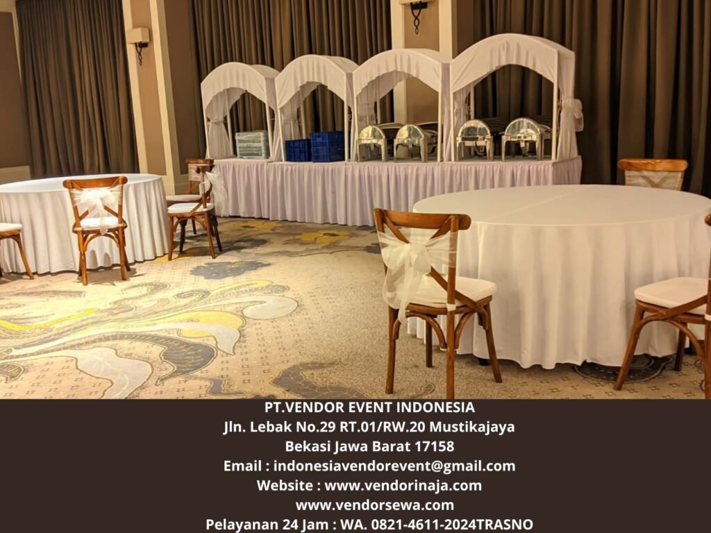 Rental Meja Gubukan Cover Putih Area Bogor