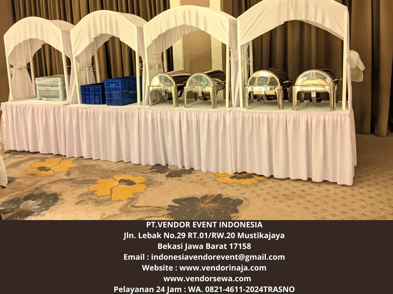 Rental Meja Gubukan Cover Putih Area Bogor