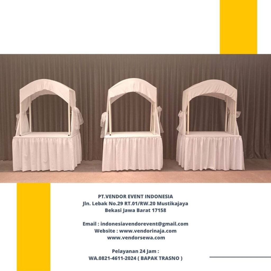 Rental Meja Gubukan Cover Putih Area Bogor