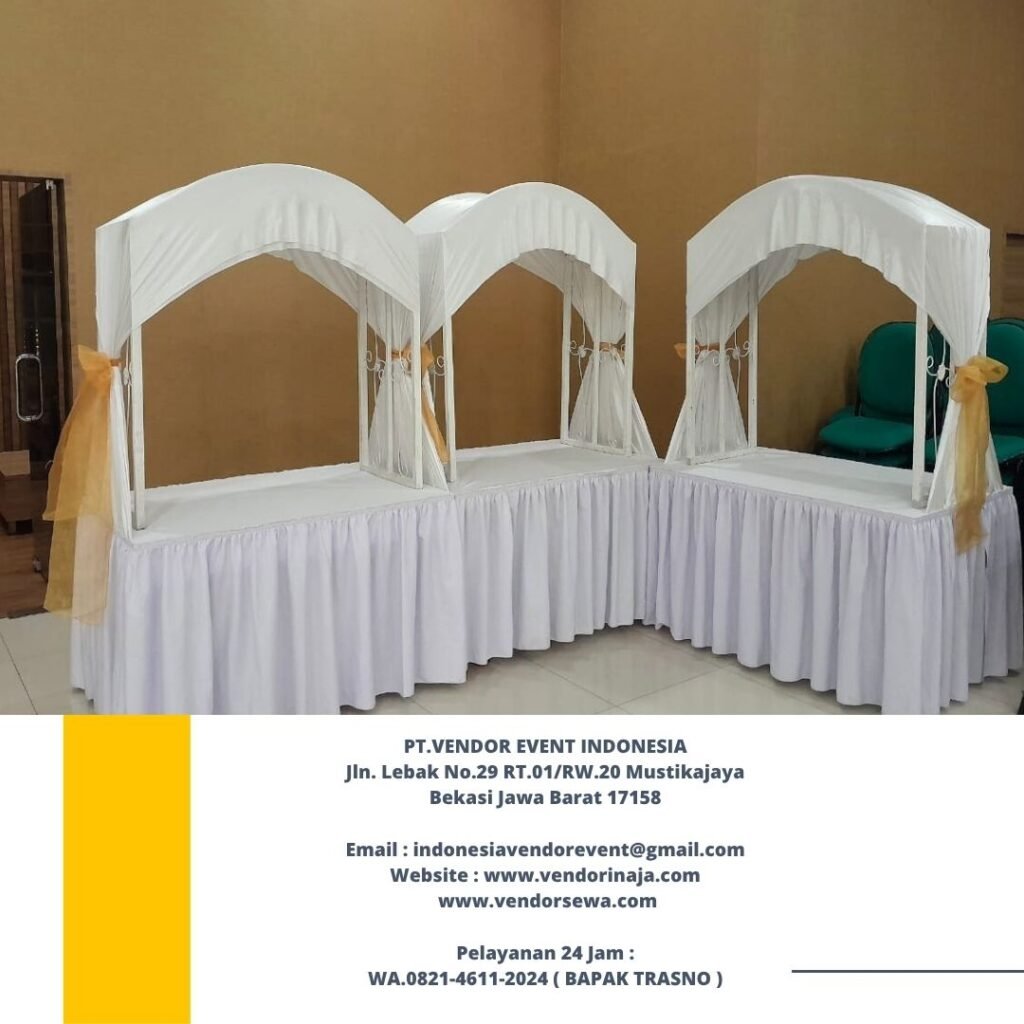 Rental Meja Gubukan Cover Putih Area Bogor