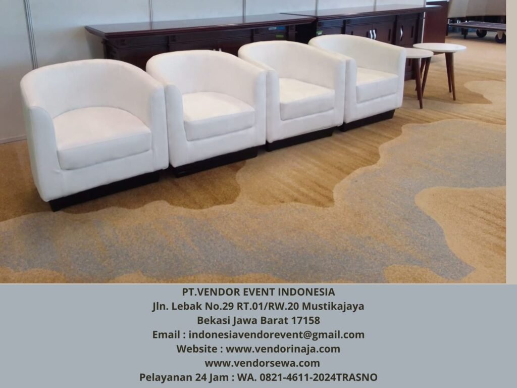 Rental Sofa Oval Putih, Meja Retro Area Jakarta
