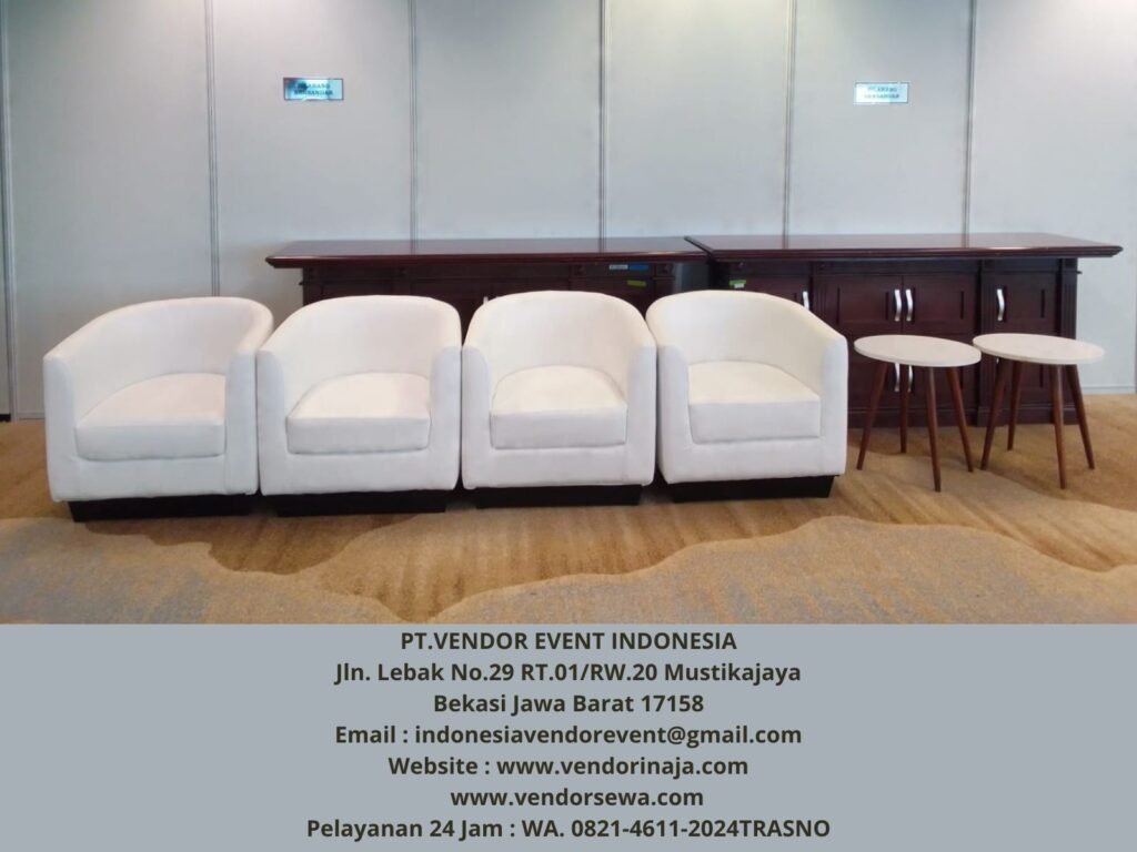 Rental Sofa Oval Putih, Meja Retro Area Jakarta