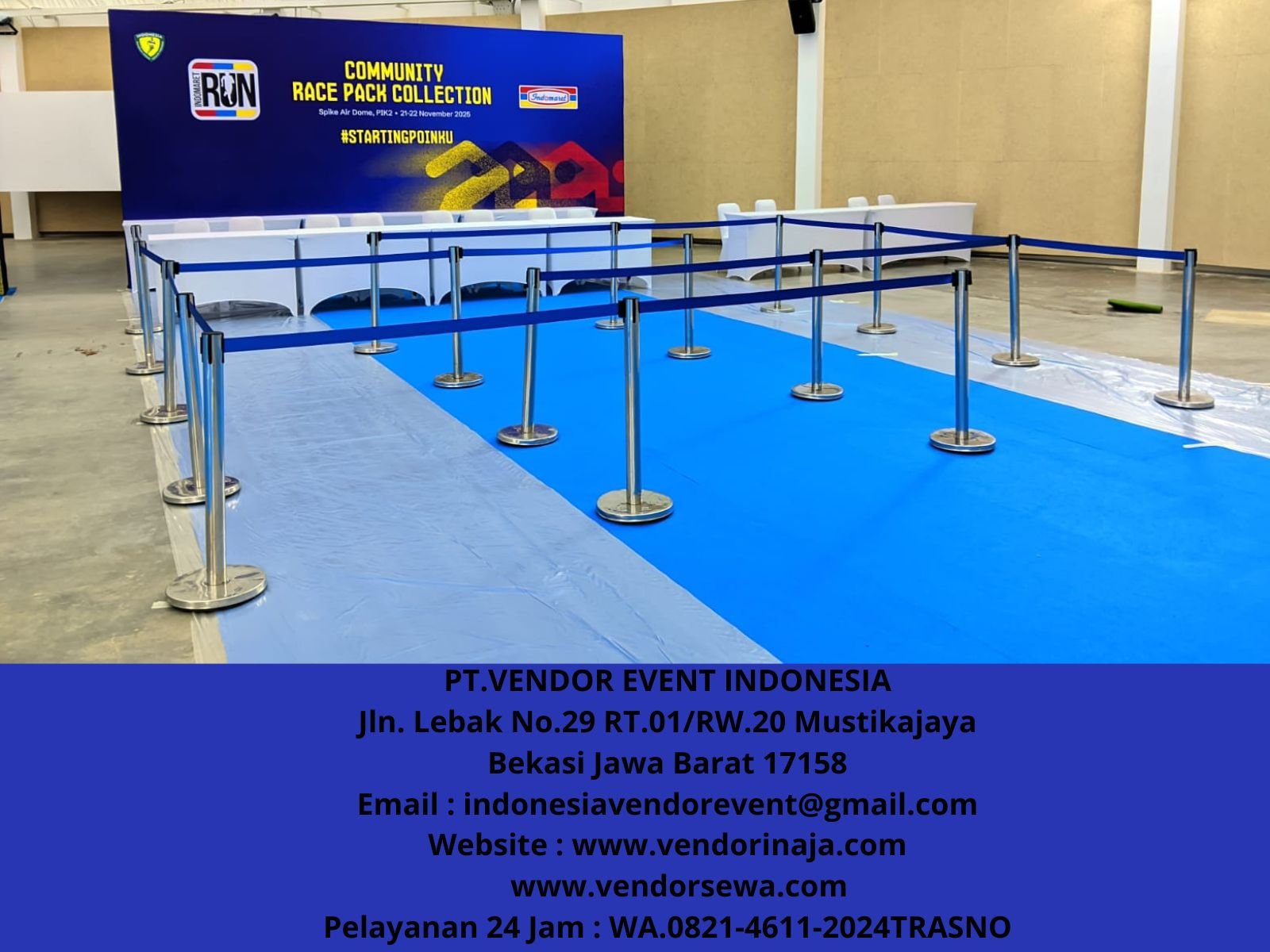 Rental Tiang Antrian Pita Biru Area Jakarta