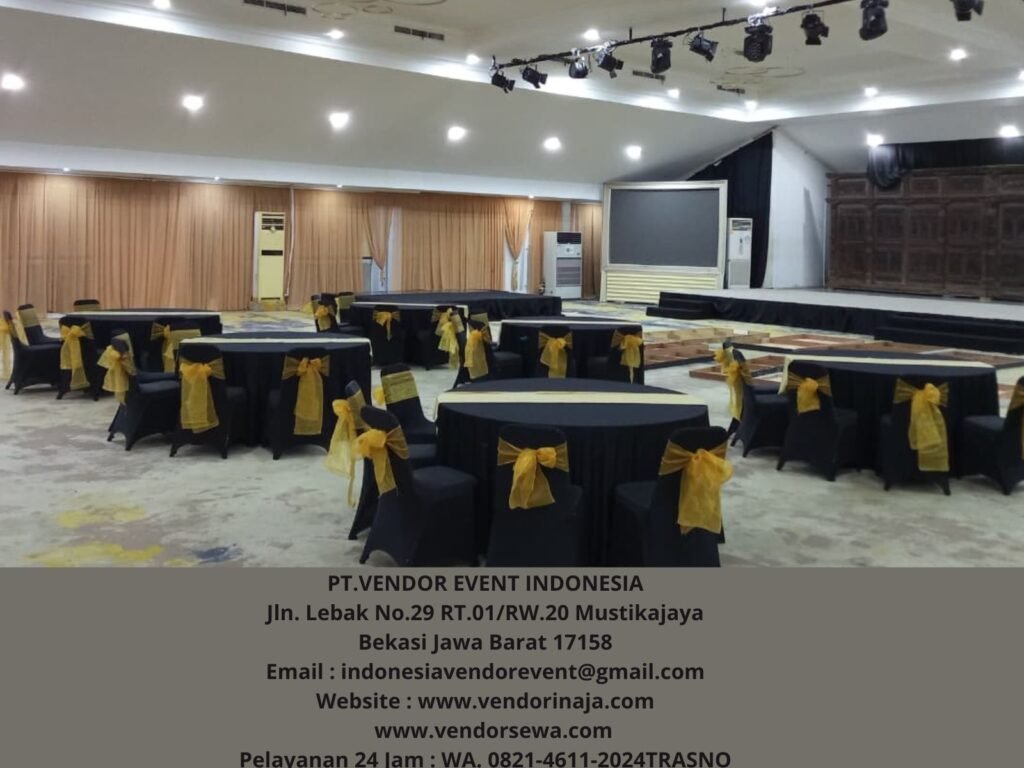 Rental Meja Bundar D160cm Cover Hitam Area Cibubur