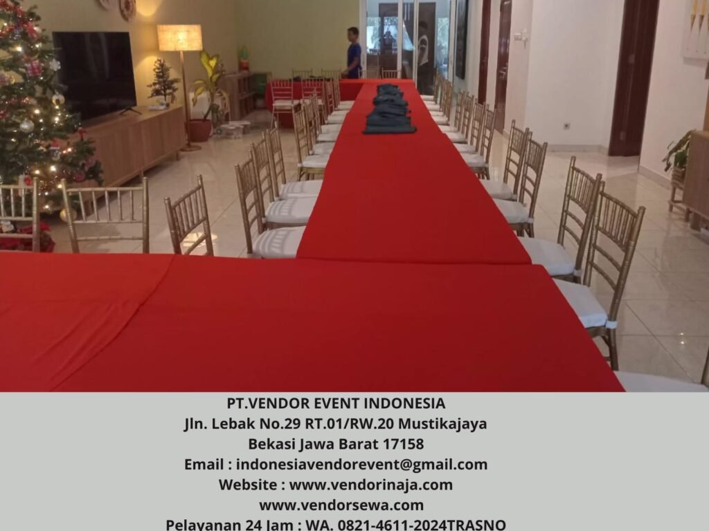 Sewa Meja Kotak 120x80cm Tebar Merah Cabe Event Kemang